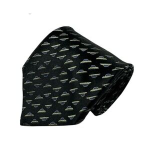 Charvet Charcoal Black UFO AOP Mens Silk Tie 4 Inch Width France